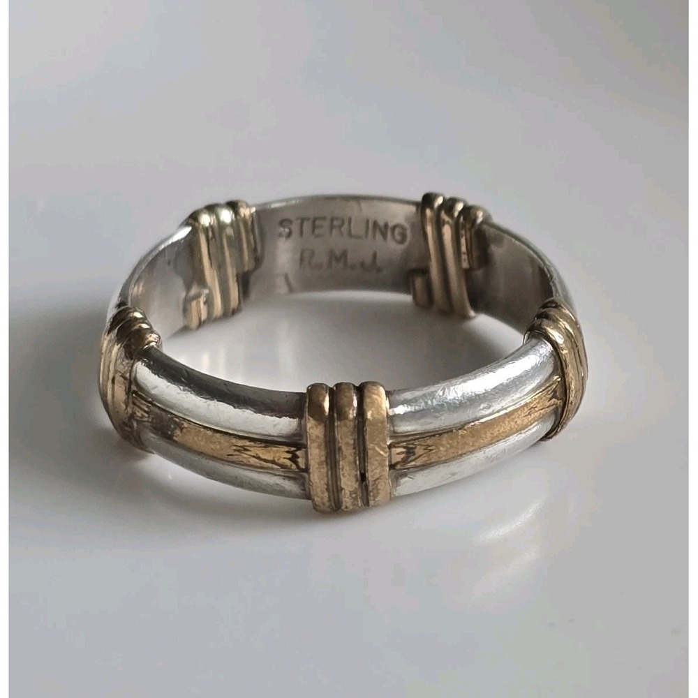 Navajo Sterling Silver RMJ Ring Sz 7 – 4.2g Robert M. Johnson Two-Tone Band